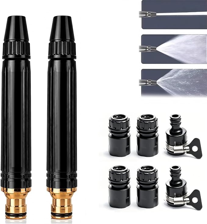 Heavy Duty High Pressure Hose Nozzle, 2026 Upgrade Adjustable Booster Home High Pressure Car Wash Water Gun with Booster Nozzle, Pressure Washer Hose Attachment for Plant Watering Lawn Car (1)