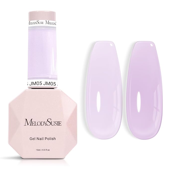 MelodySusie Milky Gel Nail Polish, 0.5Fl Oz Jeweliver Gel Polish Milky White Purple Pastel Color Soak Off UV LED Light Cure Spring Summer Colors Manicure Nail Art DIY at Home JM05