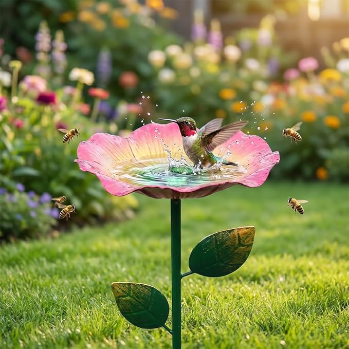 AIIONP Handmade Metal Flower Garden Stake, 2026 New Outdoor Garden Decor, Weather-Resistant Decorative Yard Art for Backyard, Artistic Metal Flower Stake for Garden Enthusiasts (1, Red)
