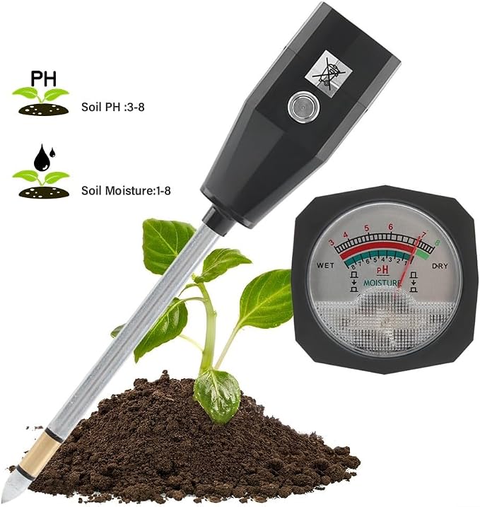 Soil pH Tester and Moisture Meter for Garden Use Portable Soil Testing Tool for Optimal Plant Growth (15cm)