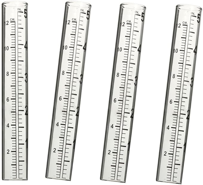 5" Capacity Rain Gauge Glass Replacement Tube for Yard Garden Outdoor (Set of 4)