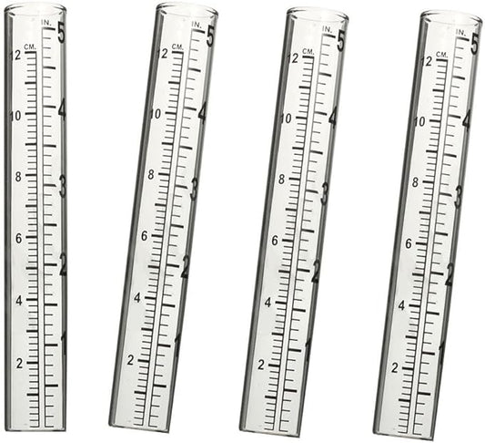 5" Capacity Rain Gauge Glass Replacement Tube for Yard Garden Outdoor (Set of 4)