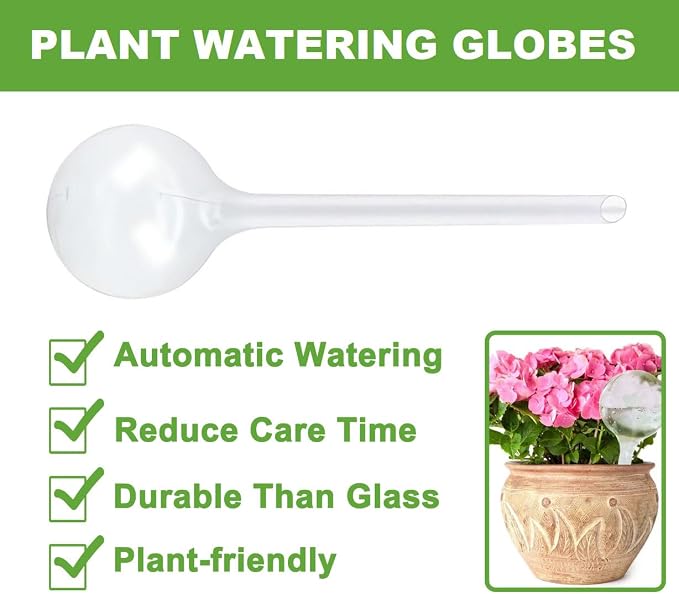 Plant Watering Globes Set of 10, Self Watering Bulbs for Indoor & Outdoor Plants, Plastic Automatic Water System Self-Watering Balls Irrigation Device (Clear, 10 Pack Small)