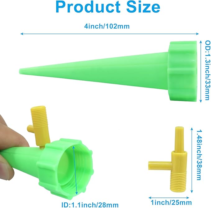 Self Watering Spikes 10pcs–Automatic Plastic Drip Irrigation Devices for Indoor & Outdoor Plants, Adjustable Control Valve for Precise Watering(Blue & Green)
