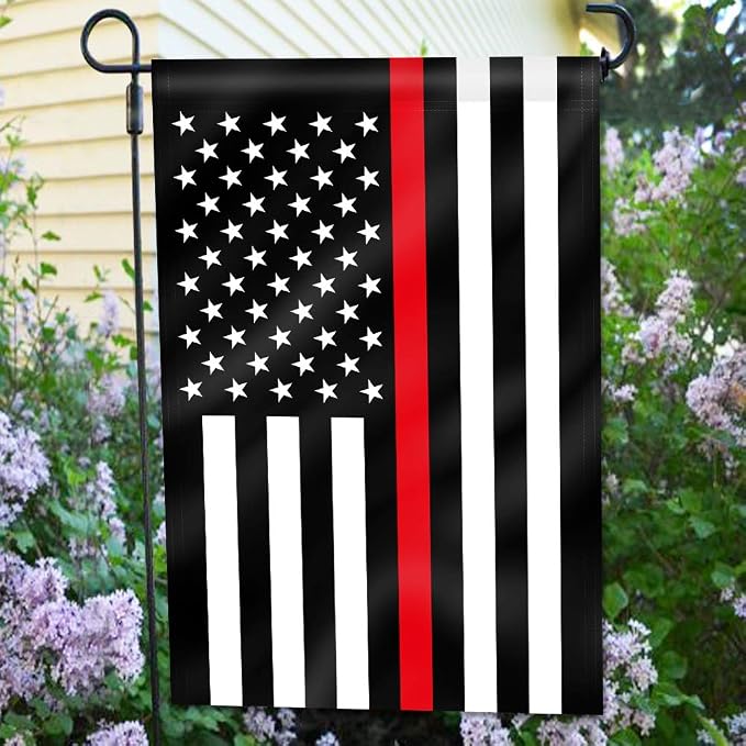 Anley Double Sided Premium Garden Flag, Thin Red Line US National Decorative Garden Flags - Weather Proof & Double Stitched - 18 x 12.5 Inch