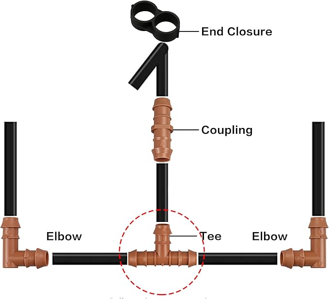20 Pieces Drip Irrigation Fittings Tee Connectors for 1/2" Tubing, Barbed T 3 Way Connectors for 1/2 Inch Irrigation Tubing(0.600" ID), Drip Line Tees for Drip Sprinkler Garden Lawn Systems
