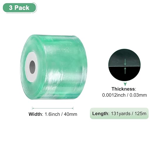 M METERXITY 3-Pack Grafting Tape, 131yards x 1.6"(l x W) Tree Grafting Tape Per Pack, Plant Repair, Stretchable Floristry Film for Tree/Fruit/Poly Budding