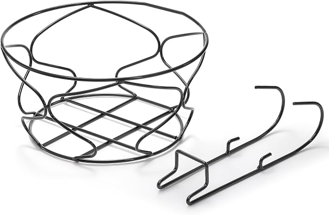 Noamus 3 Pack 10" Hanging Railing Planters Basket, Round Iron Rack Fence Shelf, Metal Wire Flower Pot Holder, Plants Hangers with Detachable Hook for Balcony Garden Indoor and Outdoor (Black)