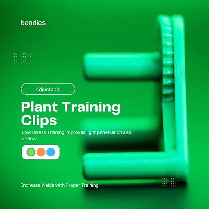 Bendies LST Plant Training Clips 15 Pack Orange - v2.0 Adjustable Low Stress Support Clips for Stem Bending, Grow Tent, Plant Ties & Gardening Accessories