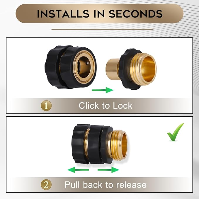 Dalmbox Garden Hose Quick Connector, 3/4" Male and Female Quick Release Garden Hose Connect Fittings With 2 Rubber Washers,2 sets