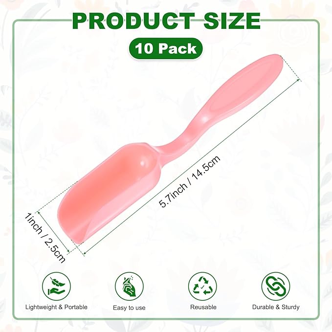 M METERXITY 10-Pack Mini Gardening Shovel Spoons, Plastic Garden Soil Scoops for Cultivation Digging Transplanting/Flower Planting/Plant Succulent, Colorful Small Gardening Tools [Pink]