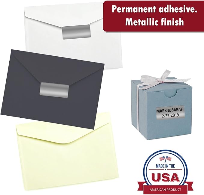 Royal Green Rectangle Sticker Labels 40mm x 19mm (1.57 inch x 0.75 inch) Gold Metallic Stickers for All Purpose - 100 Pack