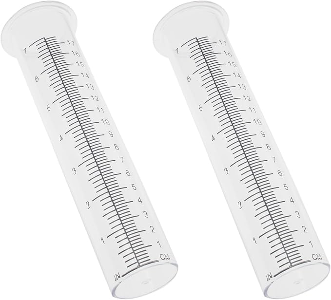 2 Pcs Rain Gauge Replacement Tube 7" Water Gauge for Rain Plastic Rainfall Meter Tube for Outdoor Garden Yard Home
