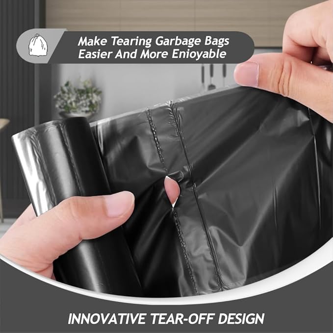 Teivio 4 Gallon 200 Counts Strong Trash Bags Garbage Bags, Bathroom Trash Can Bin Liners, Small Plastic Bags for Home Office Kitchen Kitchen (Black)