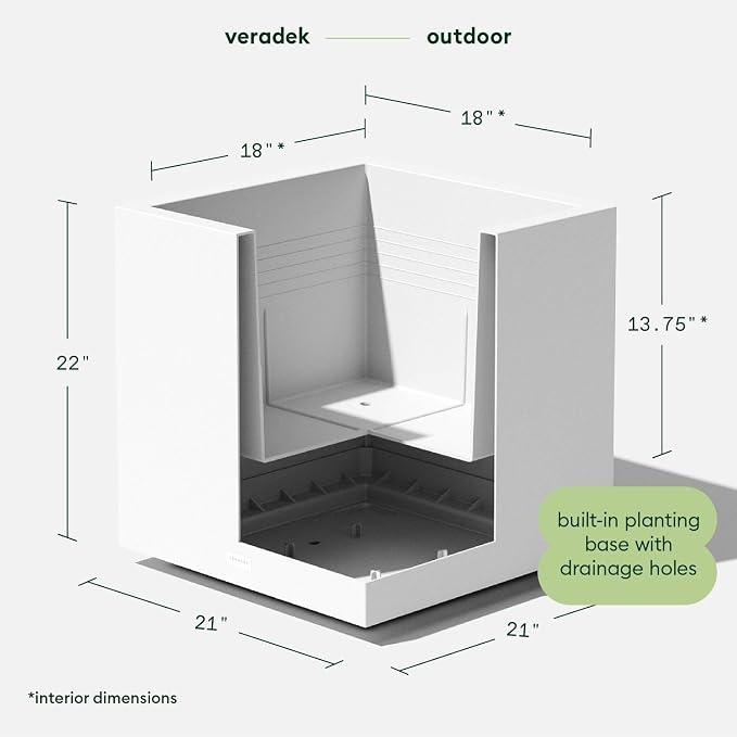Veradek Block Series Cube Plastic Planter - Large Square Planter for Indoor or Outdoor Patio/Garden | Durable All-Weather Use with Drainage Holes | Modern Décor for Tall Plants, Trees, Flowers