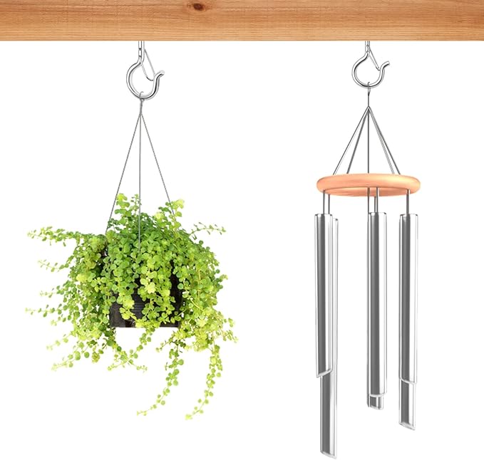 FSAH 24 PCS Q-Hanger Hooks, Screw Hooks for Outdoor String Lights, Safety Buckle Design Cup Eye Hook for Hanging Christmas Lights, Plants, Mounted on Wall Ceiling, Include 1 Wing Nut Driver, Silver
