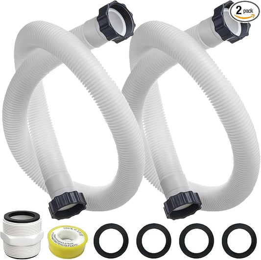 1.5" Pool Pump Hose for Intex Sand Filter Pumps & Saltwater Systems 29060E Pool Filter Hose for Intex & Coleman Above Ground Pools Parts 59" Long replacement hoses with 4 Washers, 2 Pack (2)