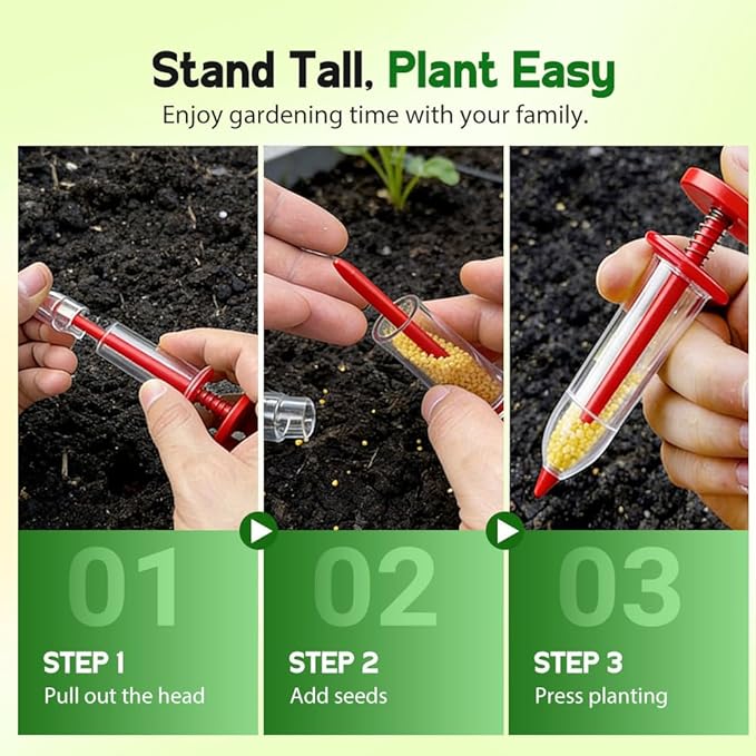 Mini Seed Spreader, 2026 New Seed Planter Tool Manual Seedlings Dibber and Widger Set, Sowing Seed Dispenser with 5 Speeds for Tiny Seeds (Brown,6Pcs)
