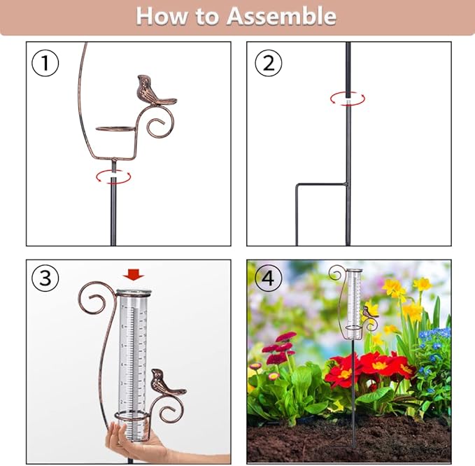 Rain Gauge Outdoor, 7 Inch Rain Gauges for Measuring Precipitation, Garden Yard Decor