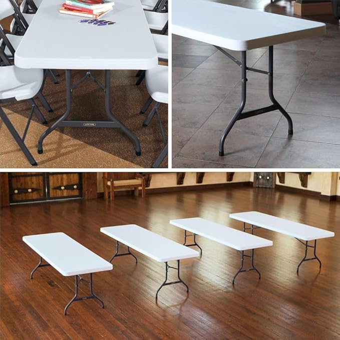 LIFETIME 22980 Folding Utility Table, 8 Feet, White Granite, 96"""