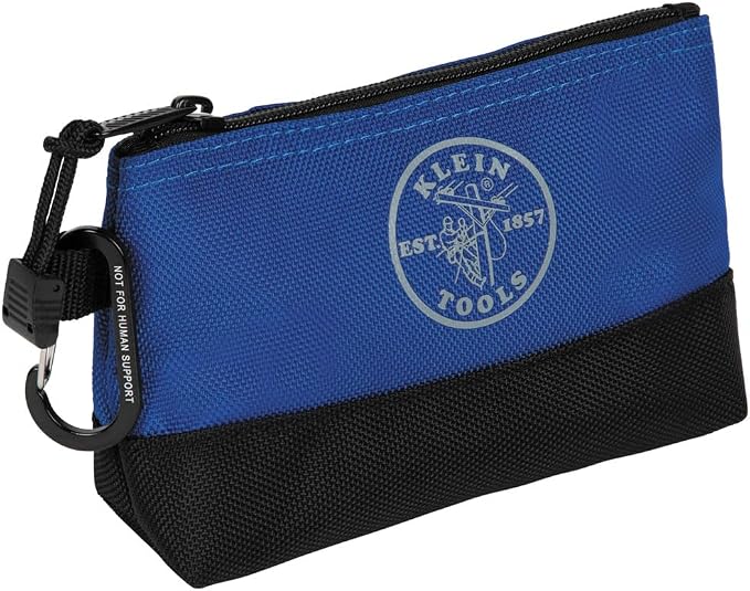 Klein Tools 55569 Stand-Up Zipper Bag Tool Pouch with Carabiners, Reinforced Gusseted Bottoms, Water Resistant 1680d, Multi-Size 5-Pack