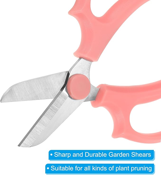 PATIKIL Floral Scissor, 3 Pcs Garden Scissors Floral Shears Gardening Pruning Shears Scissors with Comfort Grip Handle for Plants Trimming, Pink
