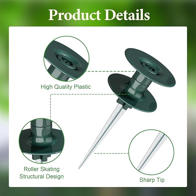 2 Pack Garden Hose Guide Spike, 10 Inch Rustproof Zinc Sturdy Metal Stake, Heavy Spin Top, Keeps Garden Hose Out of Flower Beds, Plant Protection