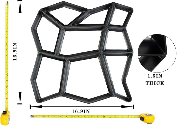 VanSmaGo 2 Packs 16.9 x 16.9 x 1.6 inch Walk Maker, Path Mate Stone Moldings Paving Pavement Concrete Molds Stepping Stone Paver Walk Way Cement Mold for Patio, Lawn & Garden