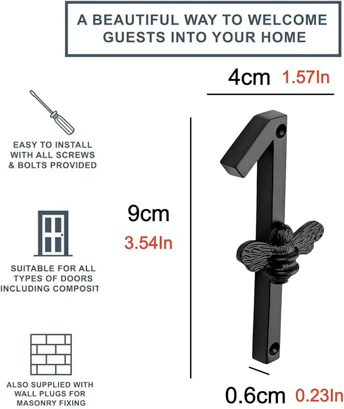 Aimery Bee House Number Sign, Classical Style 0-9 Metal, 3.5 inch for Outside, Motels，Address Numbers for House, Mailbox(Black,1)