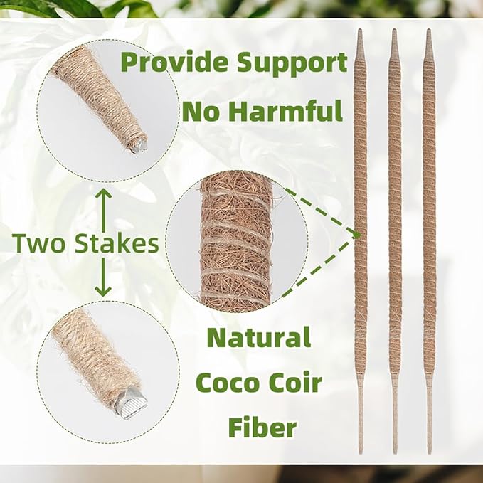 Supoice Moss Pole 63 Inch Bendable Monstera Plant Support for Climbing Plants Indoor Coir Plant Pole Sticks, Brown