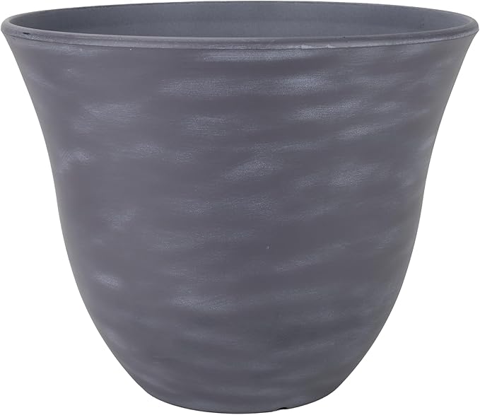 Classic Home and Garden by Growscape Honeysuckle Resin Planters - Lightweight Indoor & Outdoor Plant Pots - UV-Resistant Plastic Flower Pots - Pot Planters for Flowers & Herbs (15" Zinc Grey)
