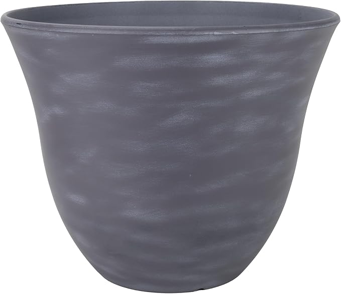 Classic Home and Garden by Growscape Honeysuckle Resin Planters - Lightweight Indoor & Outdoor Plant Pots - UV-Resistant Plastic Flower Pots - Pot Planters for Flowers & Herbs (13" Zinc Grey)