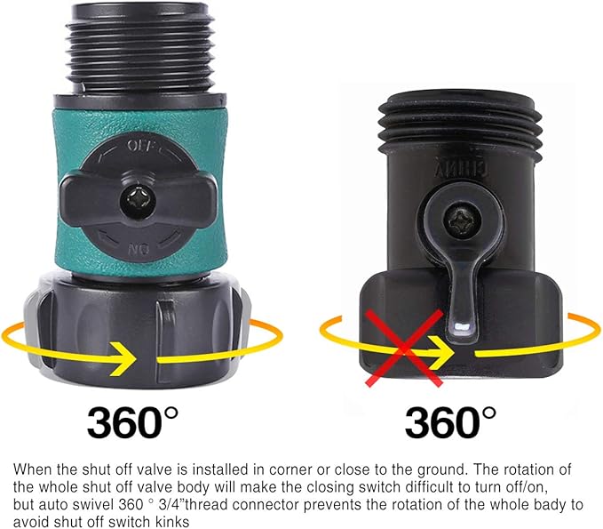 Shut Off Valve, Water Hose Turn Off Valve Garden Hose Connector Set with Rubber Gaskets (12PCS)+Leak-Free Ball Valve (6PCS) Standard 3/4" Thread