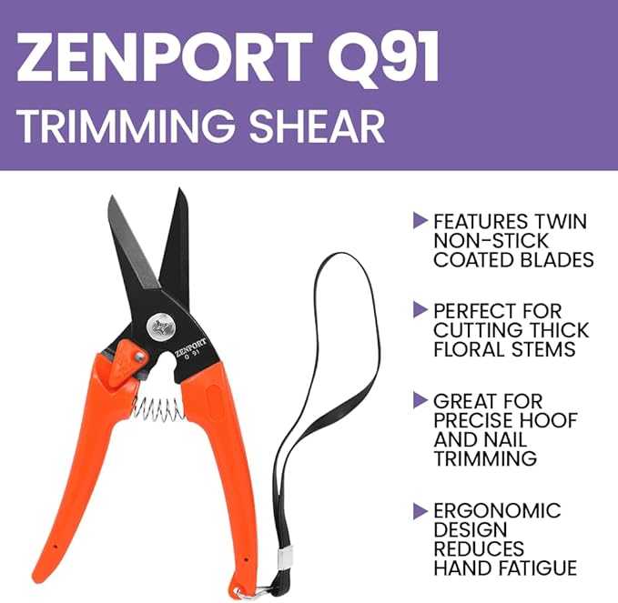 Zenport Q91 Ultra Twig and Hoof Trimming Shears, 7.25-Inch, Orange
