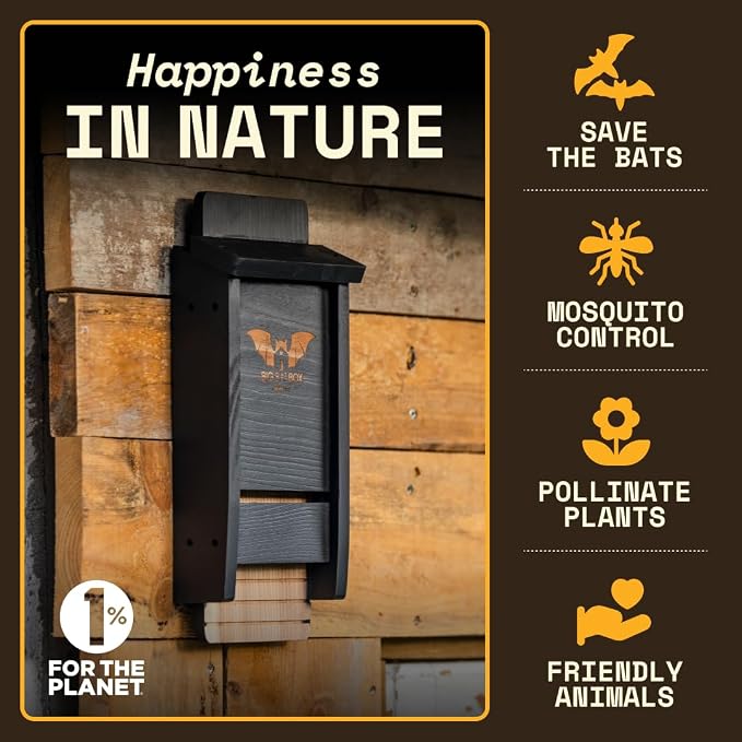 WildYard Single-Chamber Bat Box - Black Stainless Steel - Easy-to-Hang Outdoor House - Sturdy Weatherproof Bat Box - Wildlife Habitat Insect House