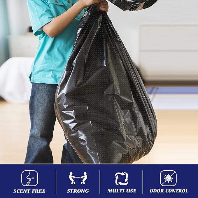 Teivio Black Large Trash Bags 30-33 Gallon 300 Count | Large Multipurpose | Fit 23,25,30,33 gallon Garbage Bin Liner | Kitchen | Lawn And Leaf Bags Outdoor Yard Waste Bag | Workshops Trash