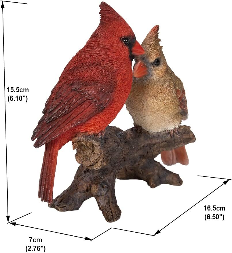 HI-LINE Gift Cardinal Couple on Stump Garden Statue, Multicolor