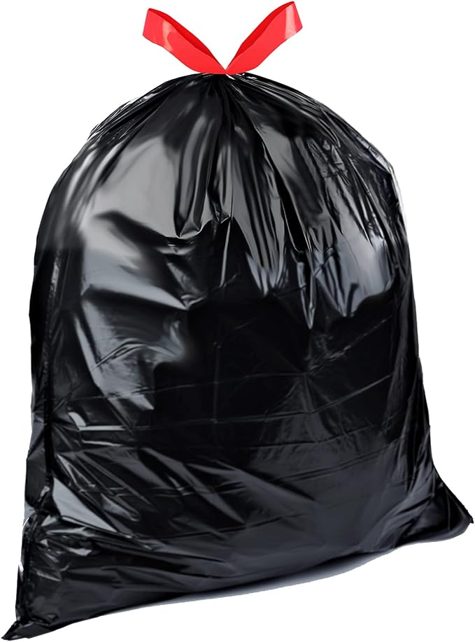 Amazon Basics Lawn & Leaf Drawstring Trash Bags, 39 Gallon, 40 Count, Black, Unscented