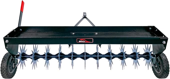 Brinly SAT2-40BH-P Tow Behind Spike Aerator with Transport Wheels, 40" - Hammered Black