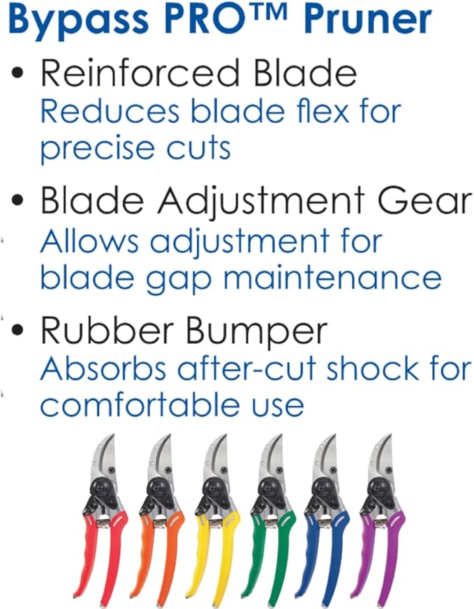 Dramm 18095 ColorPoint Bypass Pro Pruner, Sharp Pruners for Gardening, Heavy Duty Handheld Clippers - Blue