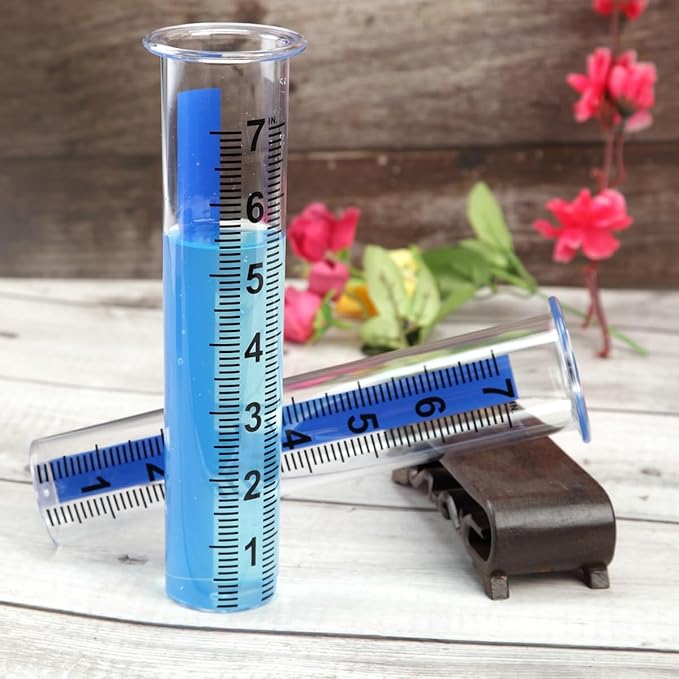 BinaryABC 2PCS Plastic Rain Gauge Replacement Tube,8.3 Inch Transparent Outdoor Rain Meter Tubes for Lawn Garden Yard Home