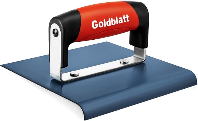 Goldblatt Concrete Tools, Concrete Edger, 6" x 6" Blue Steel Edger (1/2"R, 5/8"L), Durable High Carbon Steel Concrete Finishing Tools - Masonry Hand Tool with Soft Grip, Sturdy Steel Mounting