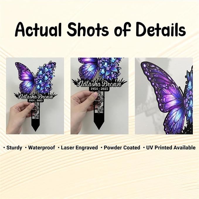 Personalized Butterfly Metal Stake – Custom Butterfly Yard Sign, Gift for Garden Lovers, Metal Sign, Garden Decor