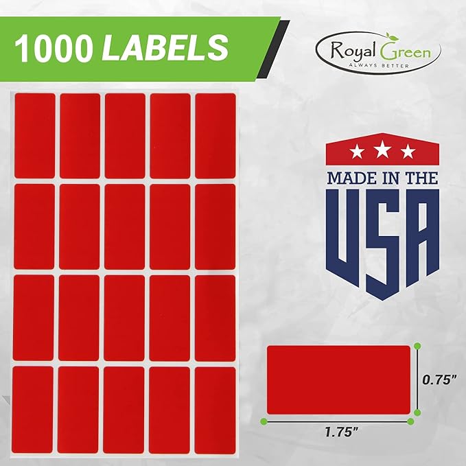 Royal Green Rectangle Sticker Black Colored File Stickers 1.57 inch x 0.75 inch (40mm x 19mm) - 1000 Pack