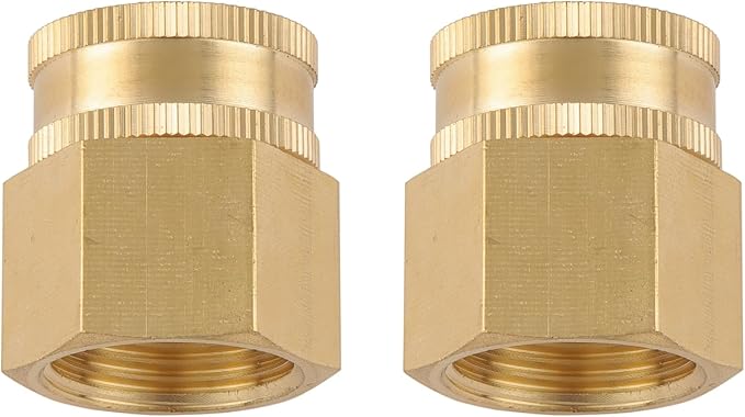 2 Pack Garden Hose Adapter,3/4" NPT X 3/4" GHT Connector with Dual Swivel, Brass Garden Hose Convert Adapter Fitting, Garden Hose Thread 3/4" Female to 3/4" Female Pipe Thread, with Extra 2 Washers