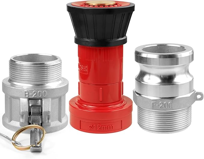 NOVINO Fire Hose Nozzle,2 inch NPSH Heavy-Duty Industrial Fire Hose Constant Flow Fog Nozzle with 2" Aluminum Camlock Fitting Coupling Equipment,2 Pack