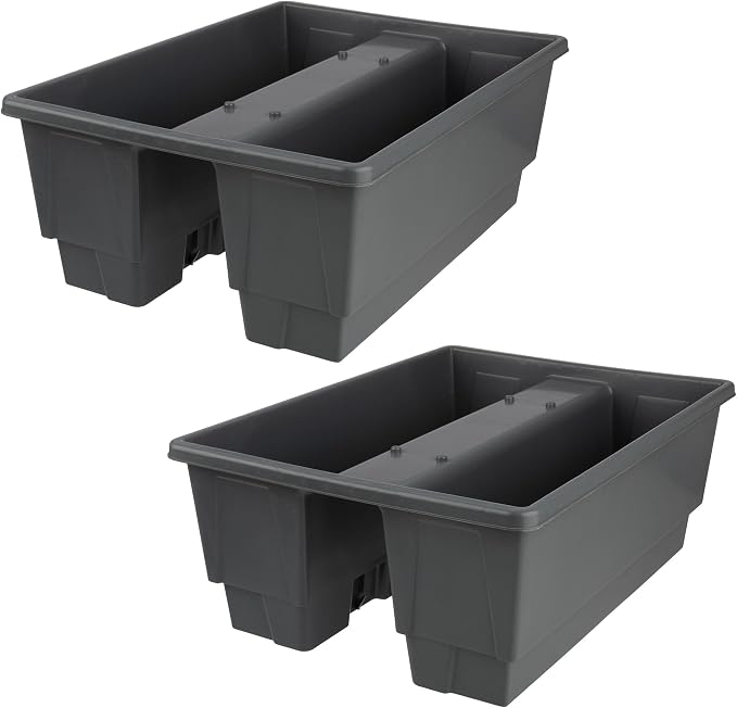 Railing Planter Box 2-Pack - 20.75-Inch Flower Boxes with Removable Drainage Inserts - 6-Gallon Outdoor Planters for Porch, Deck, or Balcony Decor, Fits Rail 3” - 4” by Pure Garden (Gray)