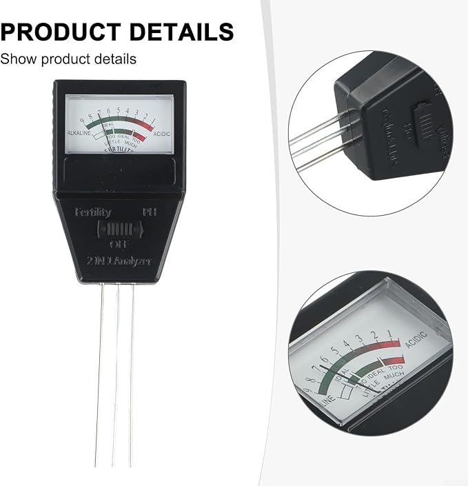 Soil PH And Fertility Meter 2-in-1 Garden Soil Test Kit No Battery Required With 0-9 PH Range And 3.35'' Probe For Plant Care In Yard, Lawn, Farm, And Greenhouse