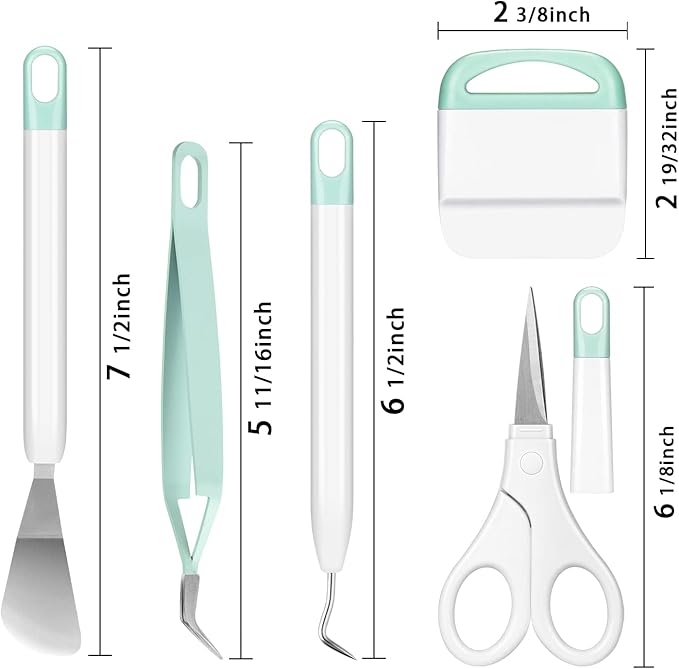 Ecraft Vinyl Weeding Tool Set: Vinyl Weeding Craft Basic kit 5 Pieces Including Tweezers & Spatula & Weeders & Scraper & Scissor for cricut/Silhouettes/Cameos/Weeding Vinyl/Splicing