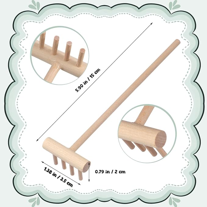 YARNOW 20 Pcs Mini Zen Garden Rake Set, Bamboo Tabletop Sand Tools for Desk Meditation, Small Wooden Accessories for DIY Miniature Craft & Home Decor